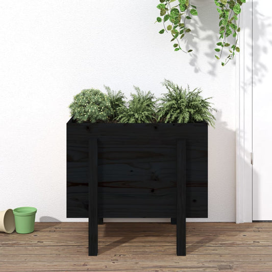 Fioriera da Giardino Nera 62x50x57 cm in Legno Massello di Pino | homemem39