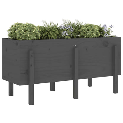 Fioriera Rialzata da Giardino Grigia 121x50x57 cm Massello Pino - homemem39