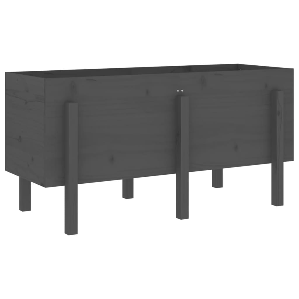Fioriera Rialzata da Giardino Grigia 121x50x57 cm Massello Pino - homemem39