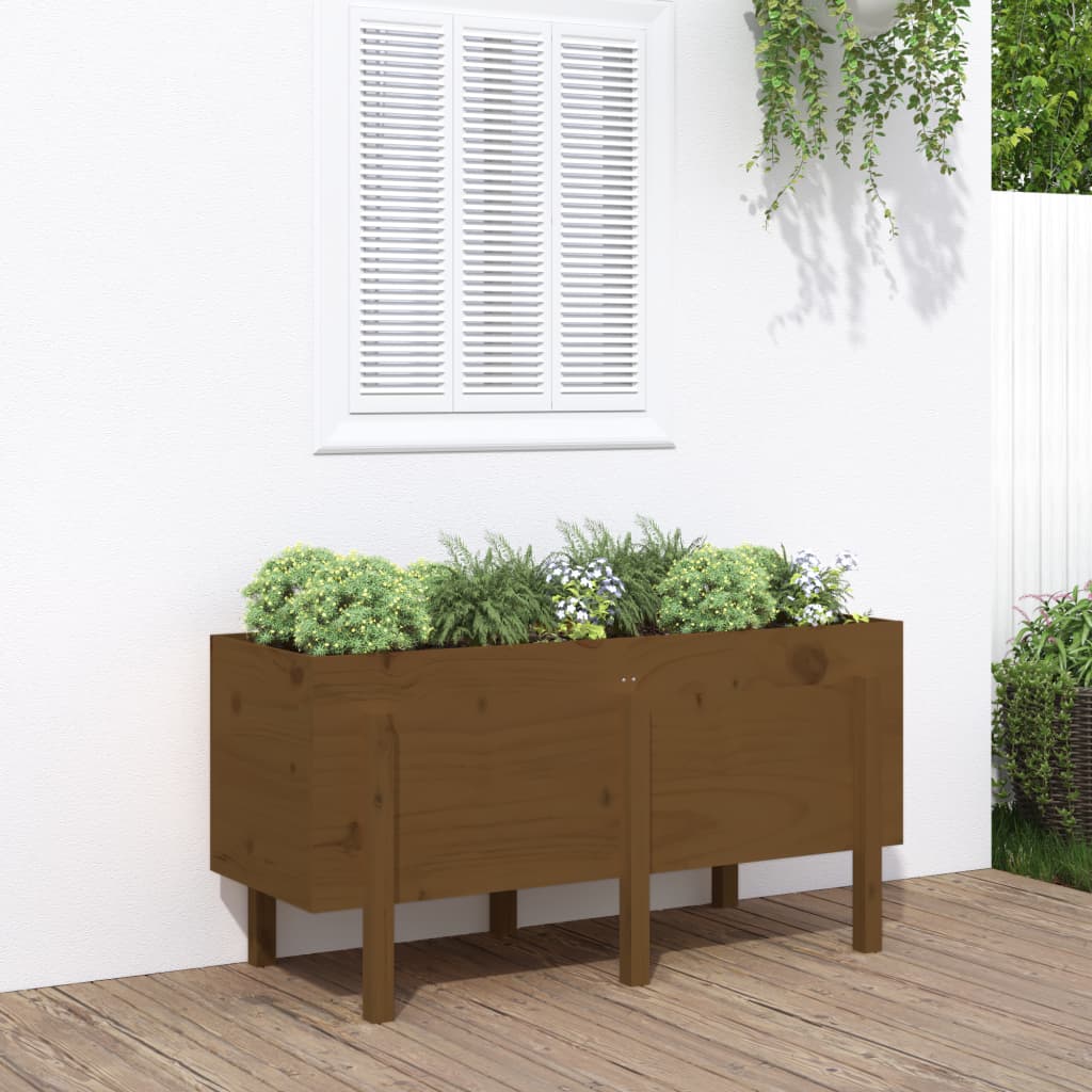 Fioriera Rialzata da Giardino Ambra 121x50x57 cm Massello Pino - homemem39