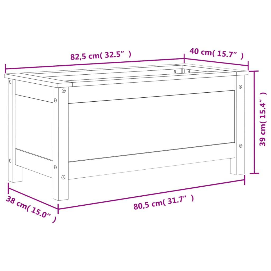 Fioriera da Giardino 82,5x40x39 cm in Legno Massello di Douglas | homemem39