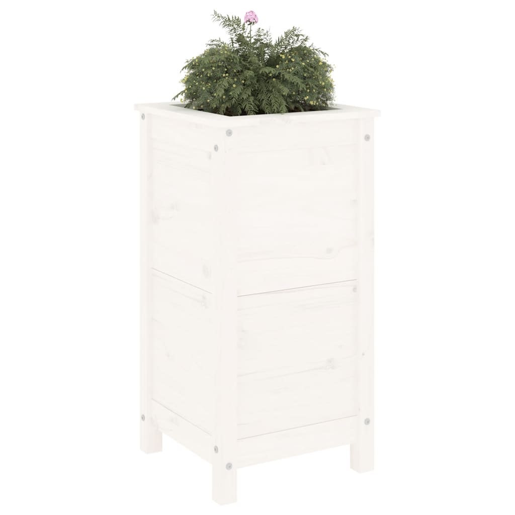 Fioriera da Giardino Bianca 40x40x78 cm Legno Massello di Pino - homemem39