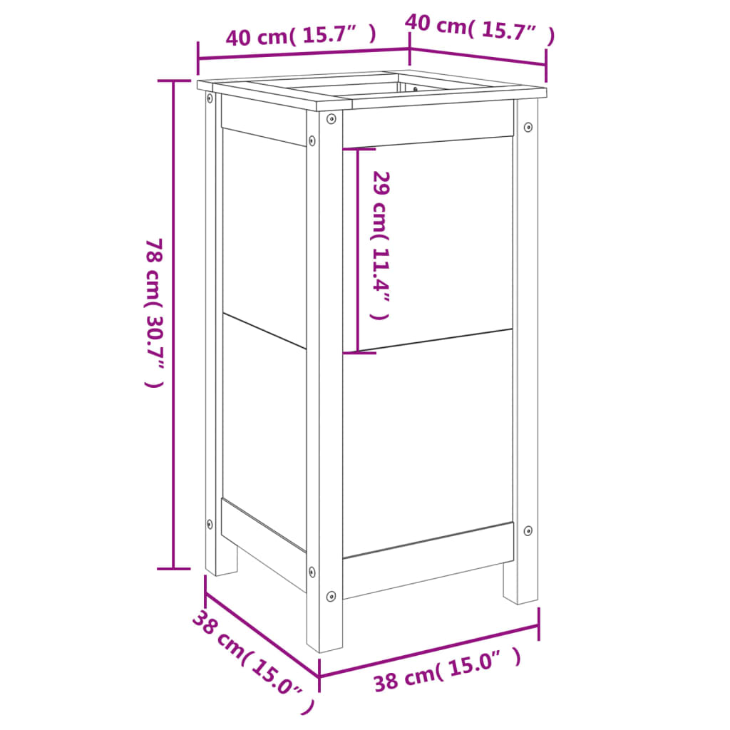 Fioriera da Giardino 40x40x78 cm in Legno Massello di Douglas - homemem39