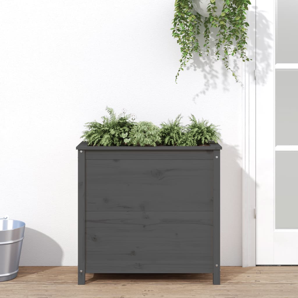 Fioriera da Giardino Grigia 82,5x40x78cm Legno Massello di Pino - homemem39
