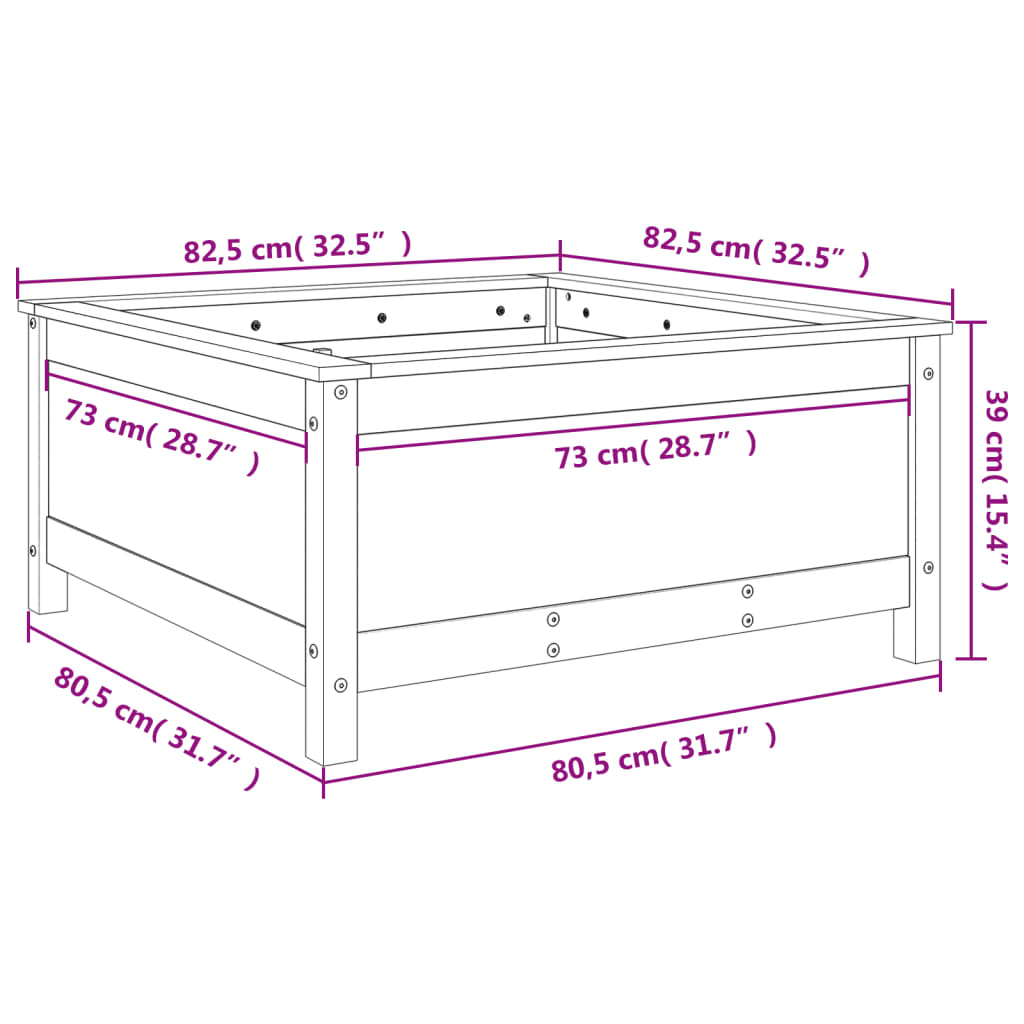 Fioriera da Giardino Grigia 82,5x82,5x39cm Legno Massello Pino | homemem39