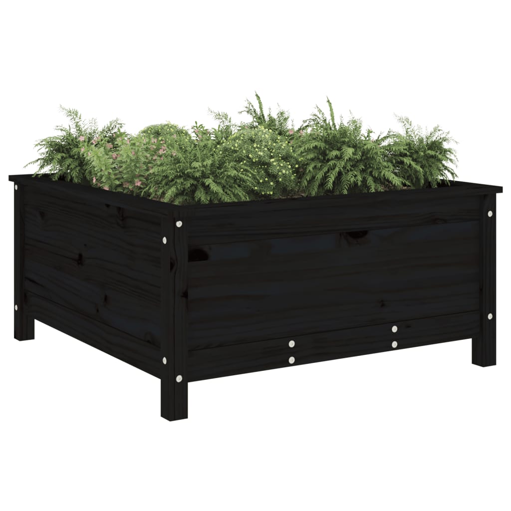 Fioriera da Giardino Nera 82,5x82,5x39cm Legno Massello di Pino - homemem39