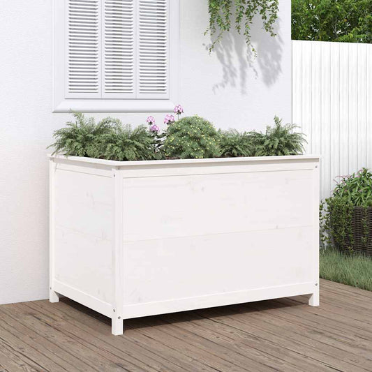 Fioriera Rialzata Giardino Bianca 119,5x82,5x78cm Massello Pino