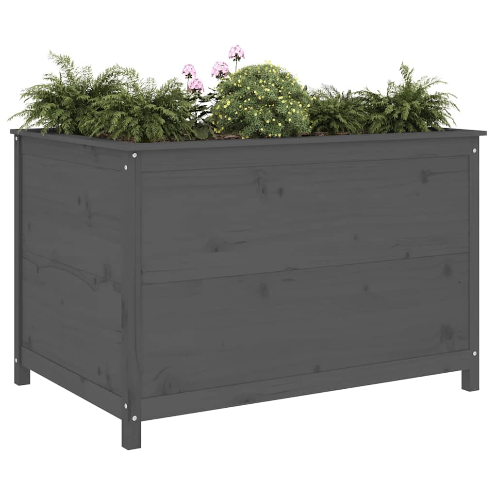 Fioriera Rialzata Giardino Grigia 119,5x82,5x78cm Massello Pino | homemem39