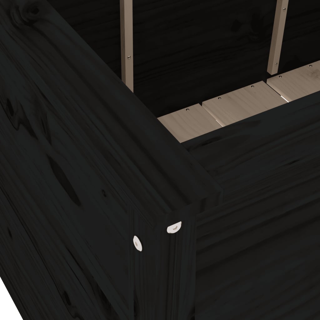 Fioriera Rialzata Giardino Nera 119,5x82,5x78 cm Massello Pino - homemem39