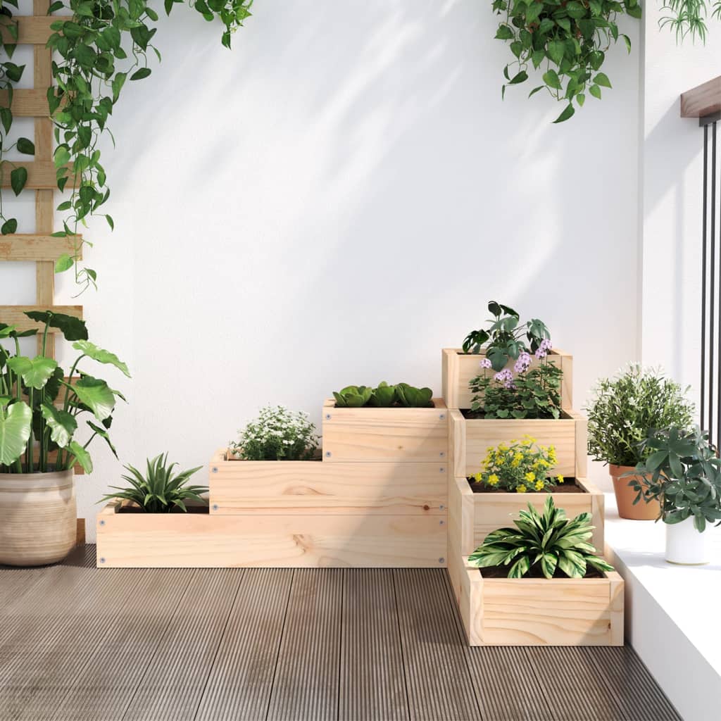 Fioriera da Giardino 4 Ripiani 80,5x79x36cm Legno Massello Pino - homemem39