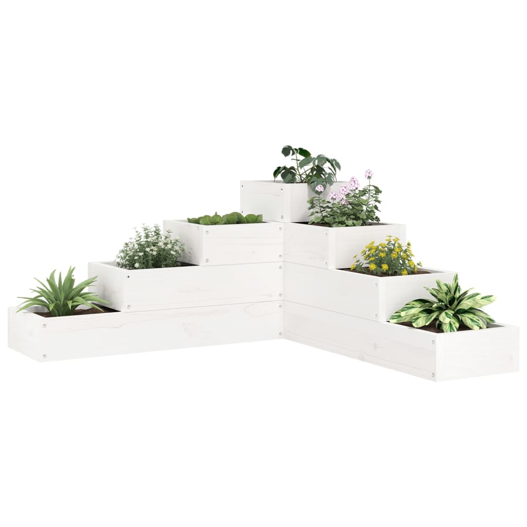 Fioriera Giardino 4 Ripiani Bianca 80,5x79x36cm Massello Pino - homemem39