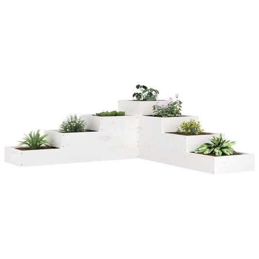 Fioriera Giardino 4 Ripiani Bianca 106x104,5x36cm Massello Pino