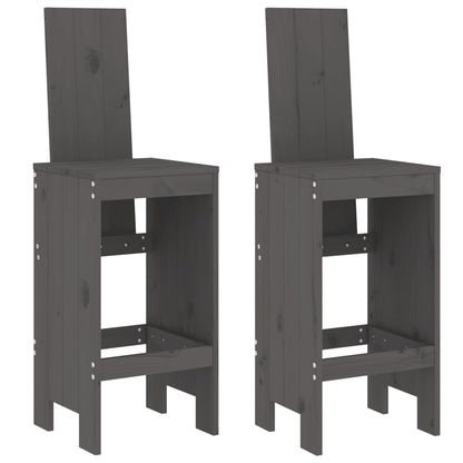 Sgabelli da Bar 2pz Grigi 40x42x120 cm Legno Massello Pino - homemem39