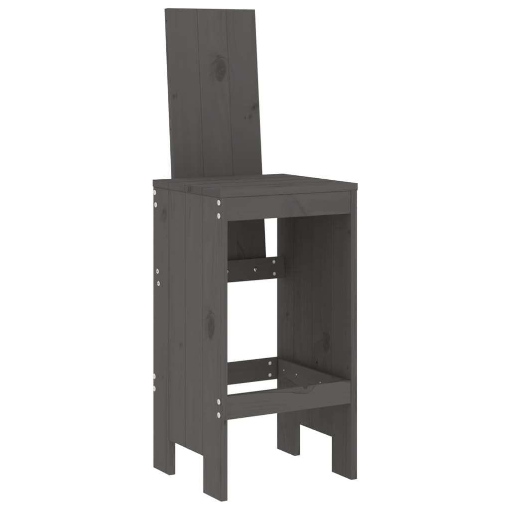 Sgabelli da Bar 2pz Grigi 40x42x120 cm Legno Massello Pino - homemem39