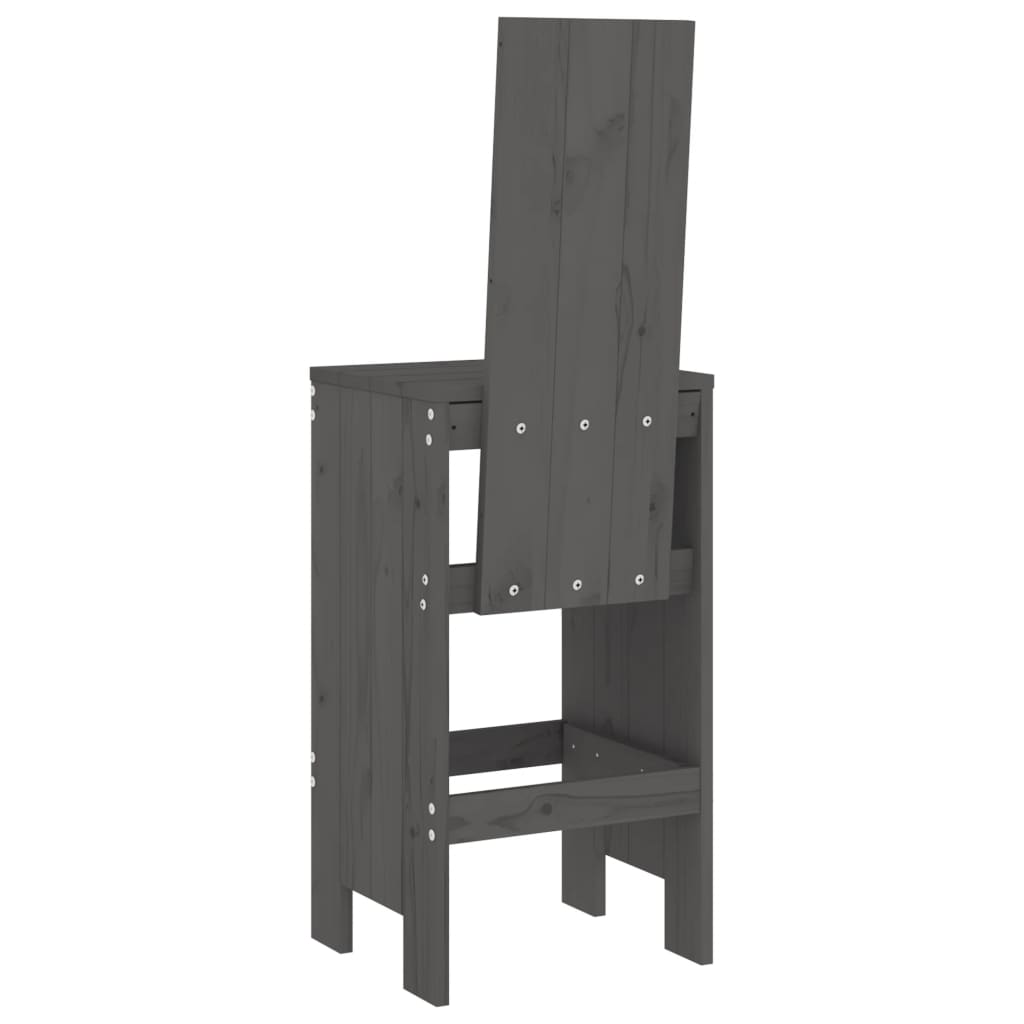 Sgabelli da Bar 2pz Grigi 40x42x120 cm Legno Massello Pino - homemem39