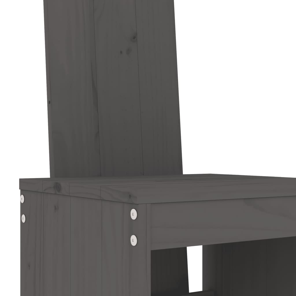 Sgabelli da Bar 2pz Grigi 40x42x120 cm Legno Massello Pino - homemem39