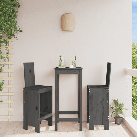 Sgabelli da Bar 2pz Grigi 40x42x120 cm Legno Massello Pino - homemem39