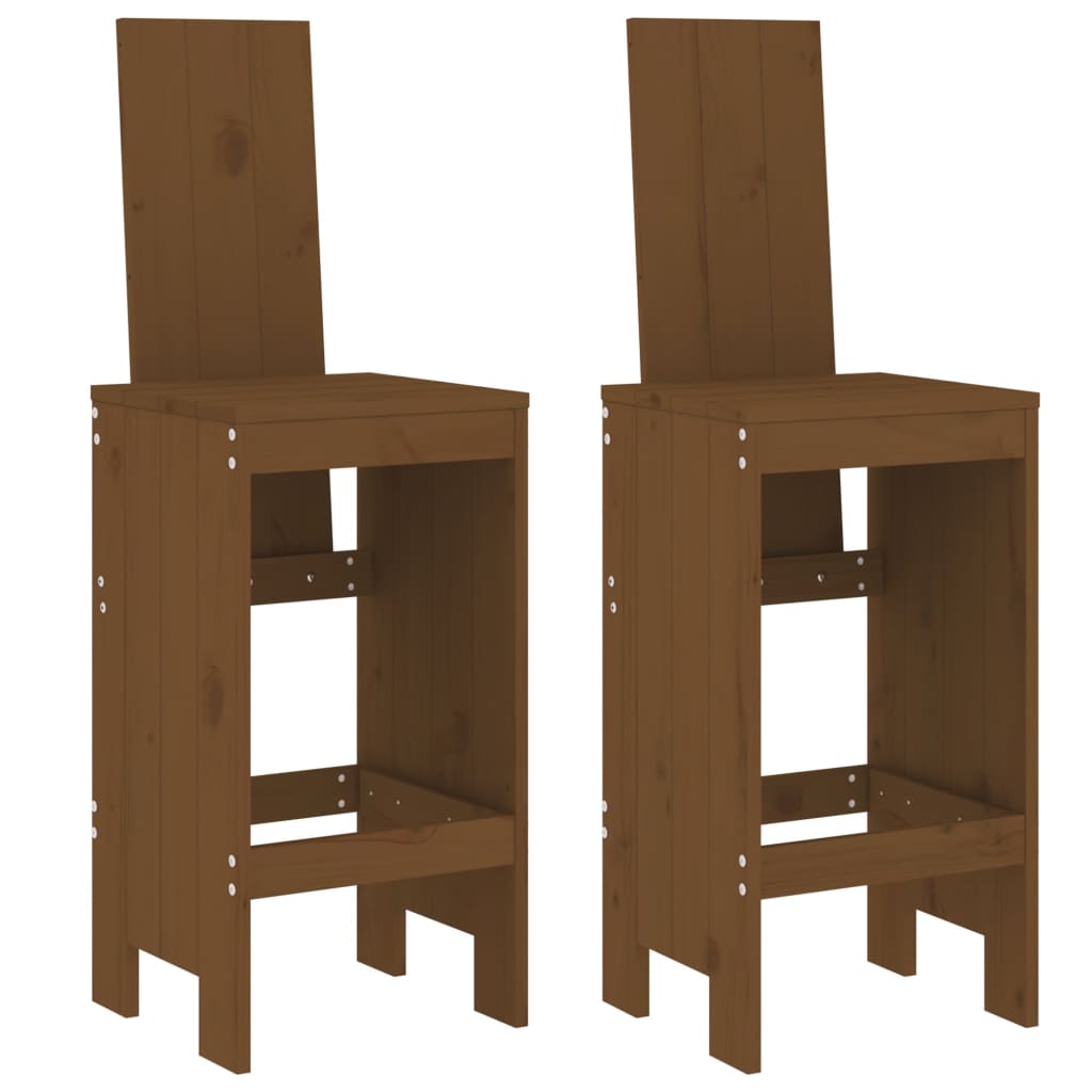 Sgabelli 2 pz Marrone Ambra 40x42x120 cm Legno Massello di Pino - homemem39