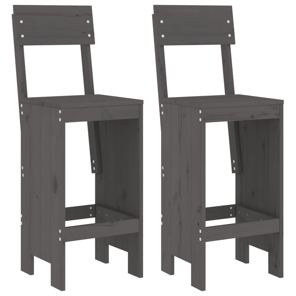 Sgabelli da Bar 2pz Grigi 40x48,5x115,5 cm Legno Massello Pino - homemem39