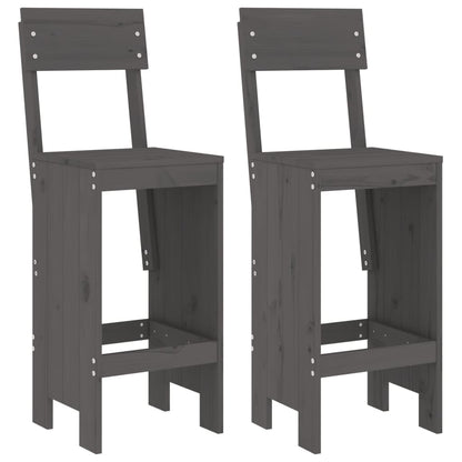 Sgabelli da Bar 2pz Grigi 40x48,5x115,5 cm Legno Massello Pino - homemem39