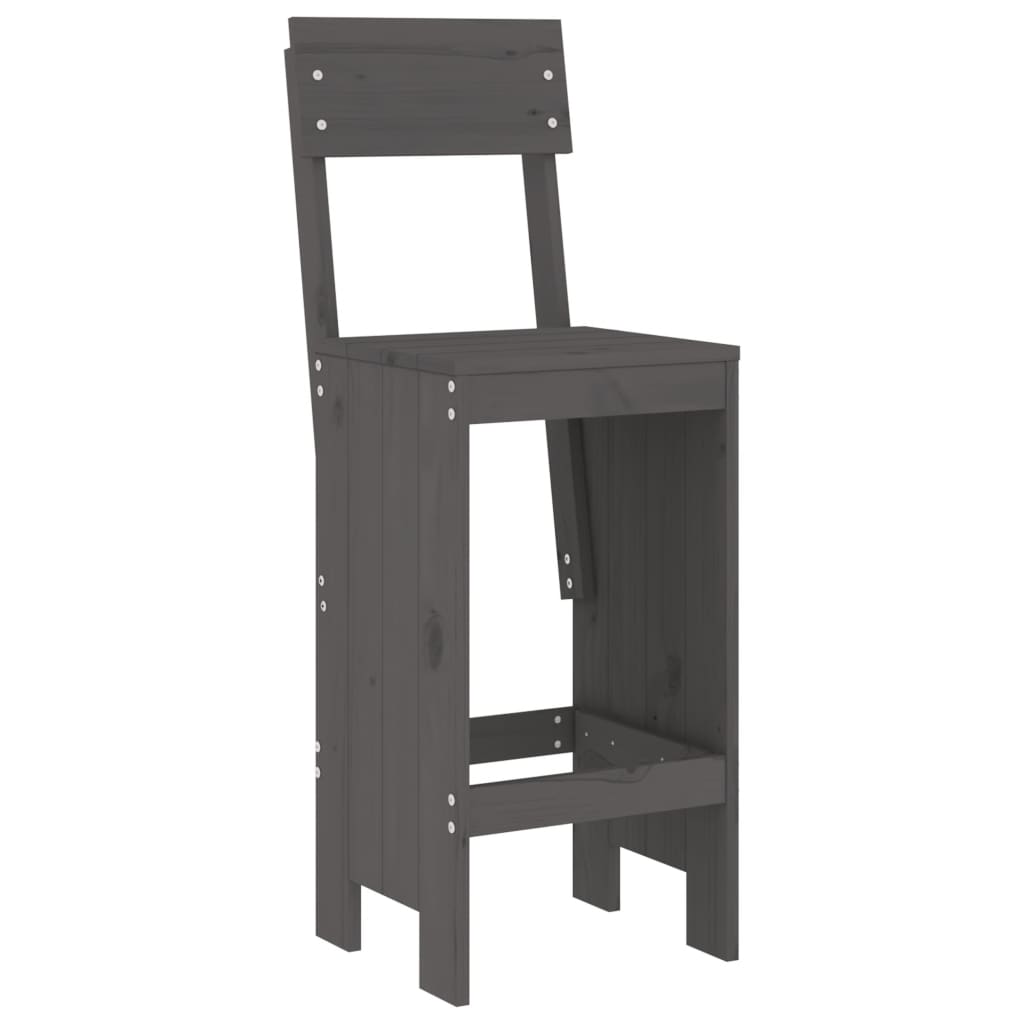 Sgabelli da Bar 2pz Grigi 40x48,5x115,5 cm Legno Massello Pino - homemem39