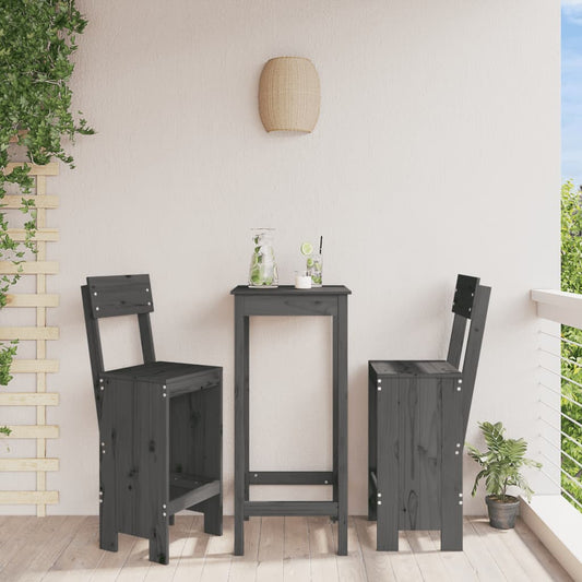 Sgabelli da Bar 2pz Grigi 40x48,5x115,5 cm Legno Massello Pino - homemem39