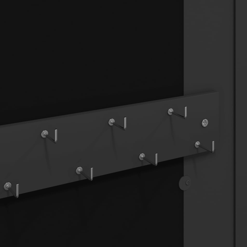 Armadio Portagioie con Specchio a Muro Nero 30x8,5x67 cm | homemem39