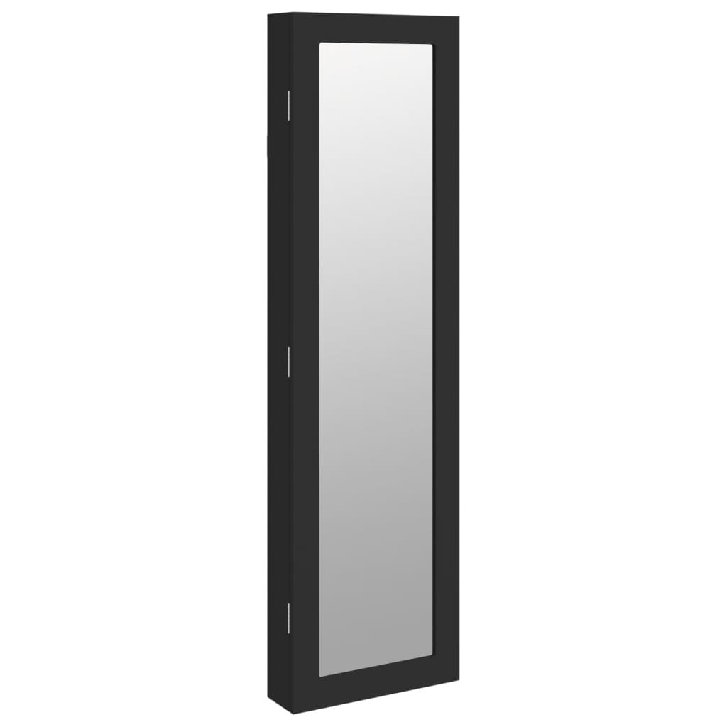 Armadio Portagioie con Specchio a Muro Nero 30x8,5x106 cm | homemem39
