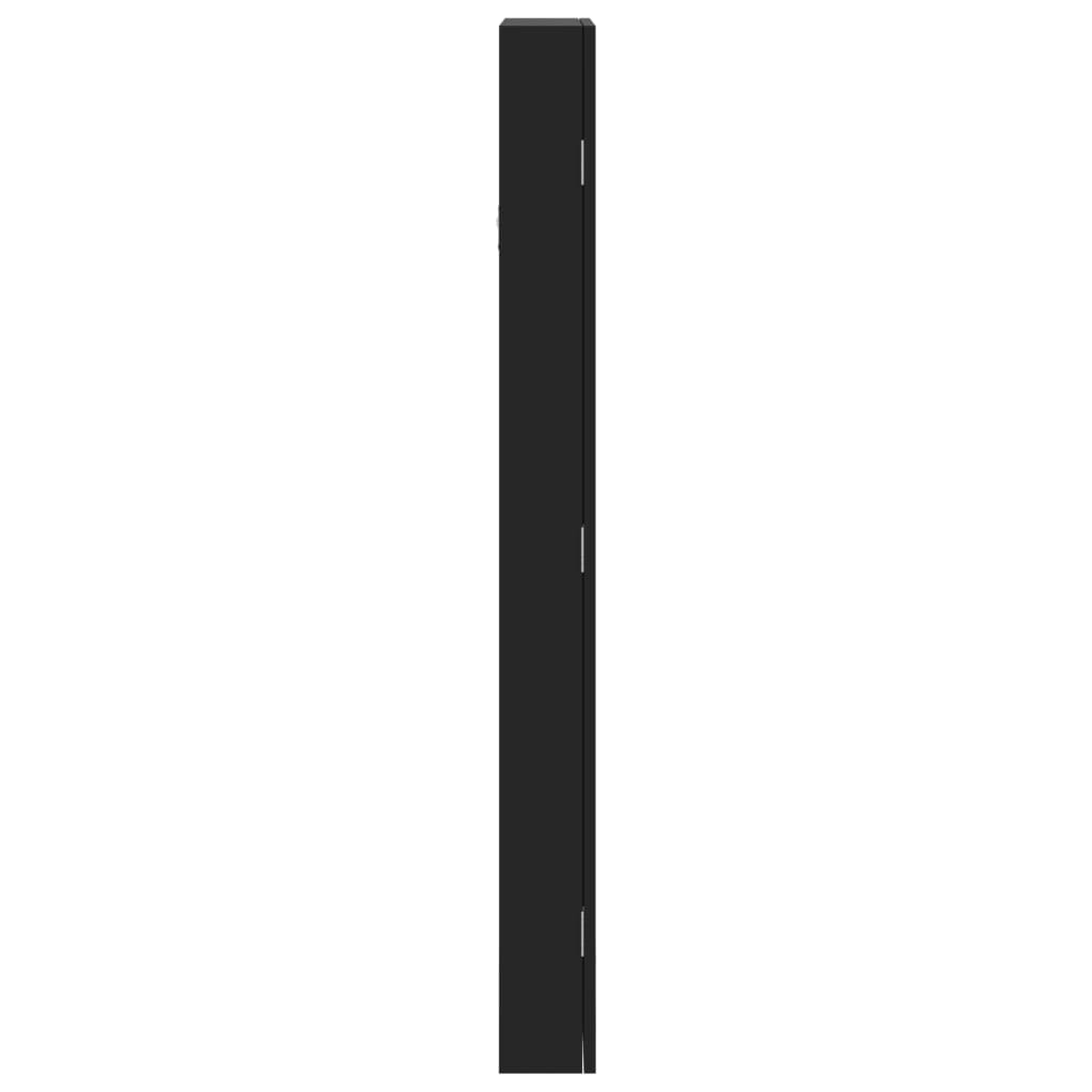 Armadio Portagioie con Specchio a Muro Nero 37,5x10x106 cm | homemem39