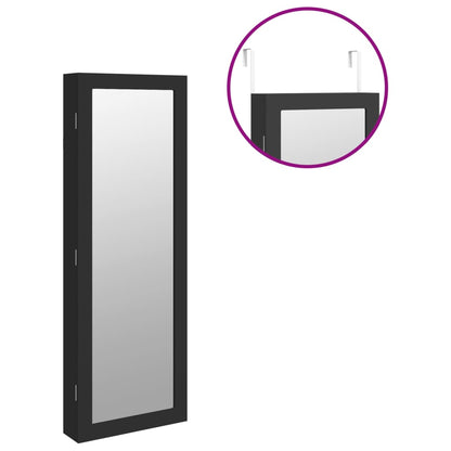 Armadio Portagioie con Specchio a Muro Nero 37,5x10x106 cm | homemem39