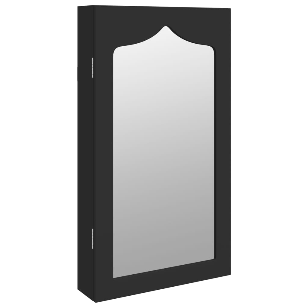 Armadio Portagioie con Specchio a Muro Nero 37,5x10x67 cm | homemem39