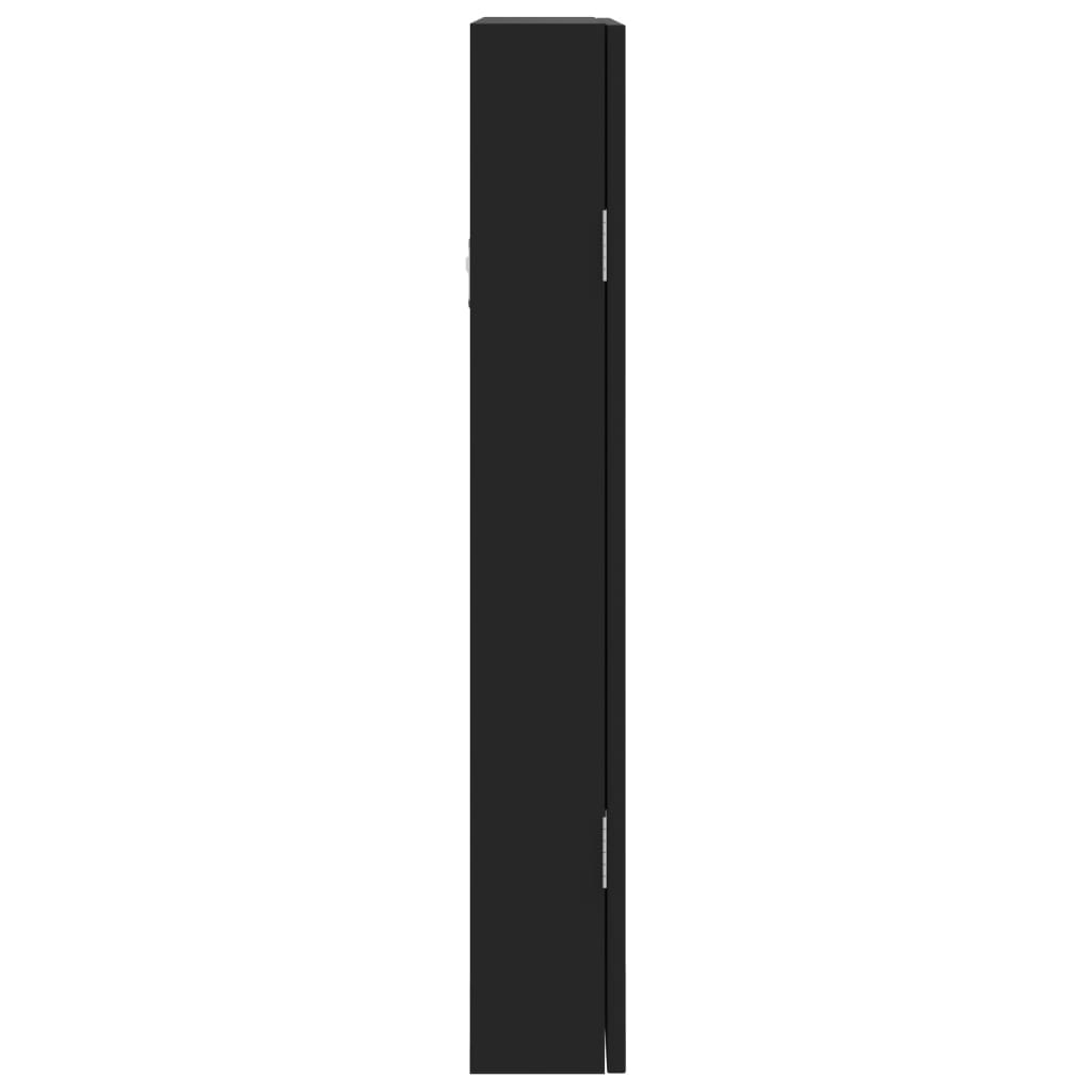 Armadio Portagioie con Specchio a Muro Nero 37,5x10x67 cm | homemem39