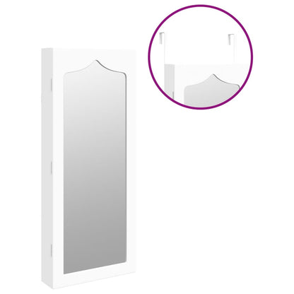 Armadio Portagioie con Specchio a Muro Bianco 37,5x10x90 cm - homemem39