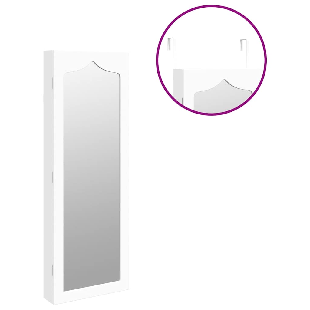 Armadio Portagioie con Specchio a Muro Bianco 37,5x10x106 cm | homemem39