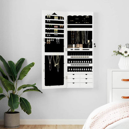 Armadio Portagioie con Specchio a Muro Bianco 37,5x10x106 cm | homemem39