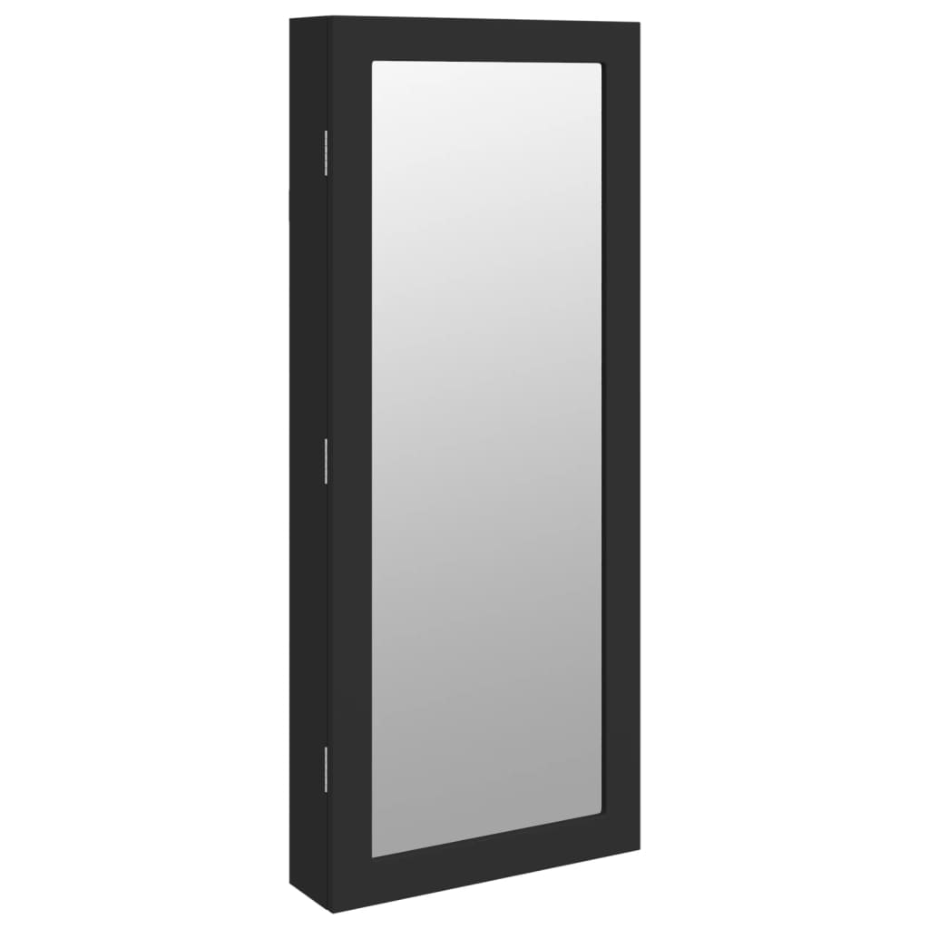 Armadio Portagioie a Specchio con Luci LED a Parete Nero - homemem39
