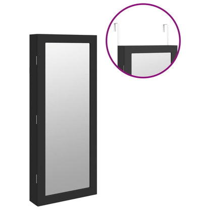 Armadio Portagioie a Specchio con Luci LED a Parete Nero - homemem39