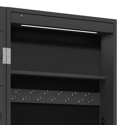 Armadio Portagioie a Specchio con Luci LED a Parete Nero - homemem39