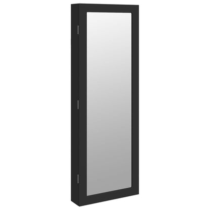 Armadio Portagioie a Specchio con Luci LED a Parete Nero | homemem39