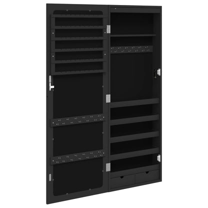 Armadio Portagioie a Specchio con Luci LED a Parete Nero | homemem39