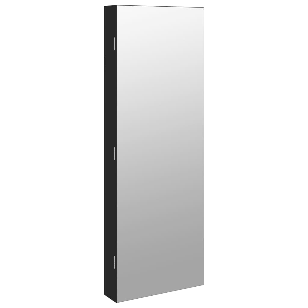 Armadio Portagioie a Specchio con Luci LED a Parete Nero - homemem39