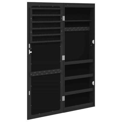 Armadio Portagioie a Specchio con Luci LED a Parete Nero - homemem39