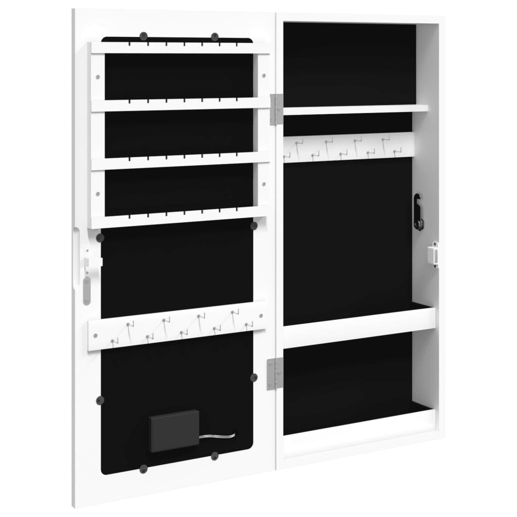 Armadio Portagioie a Specchio con Luci LED a Parete Bianco - homemem39