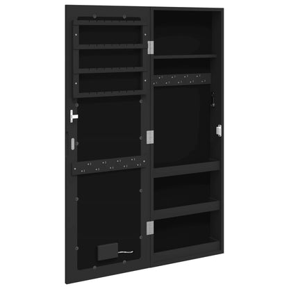 Armadio Portagioie a Specchio con Luci LED a Parete Nero | homemem39