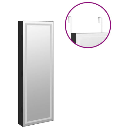 Armadio Portagioie a Specchio con Luci LED a Parete Nero | homemem39