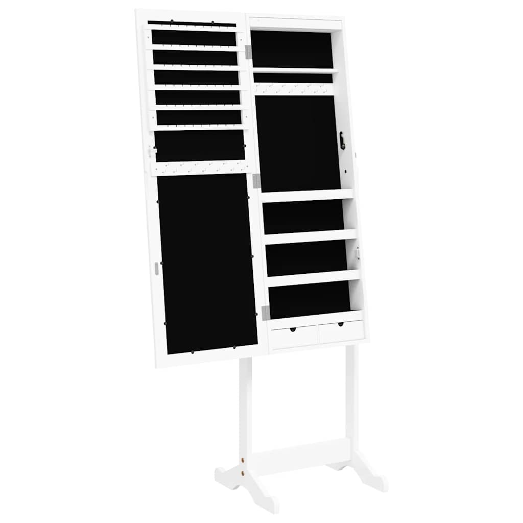 Armadietto Portagioie a Specchio Luci a LED Autoportante Bianco | homemem39