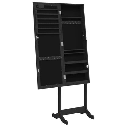 Armadietto Portagioie a Specchio con Luci LED Autoportante Nero - homemem39