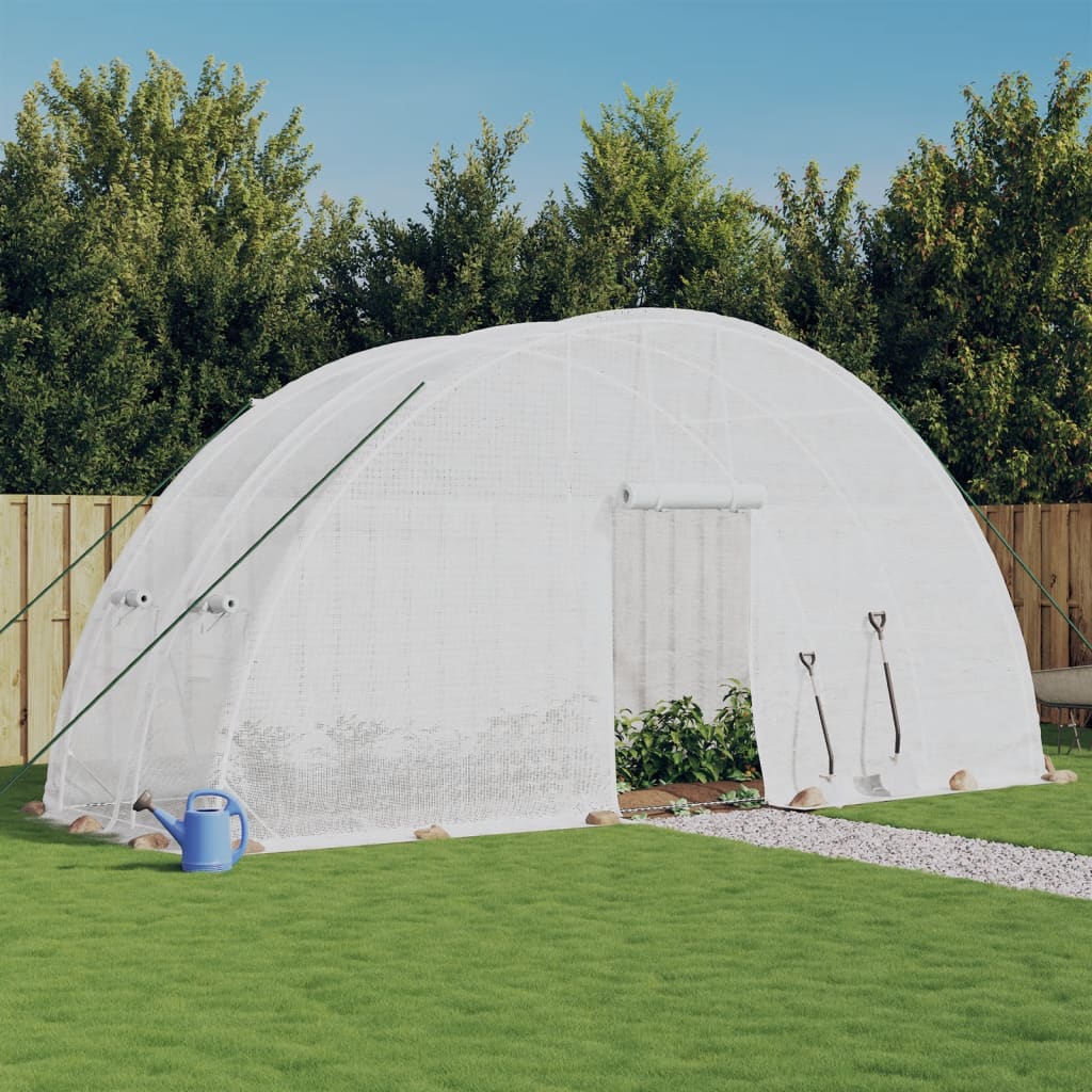 Serra con Telaio in Acciaio Bianco 12 m² 6x2x2,85 m - homemem39