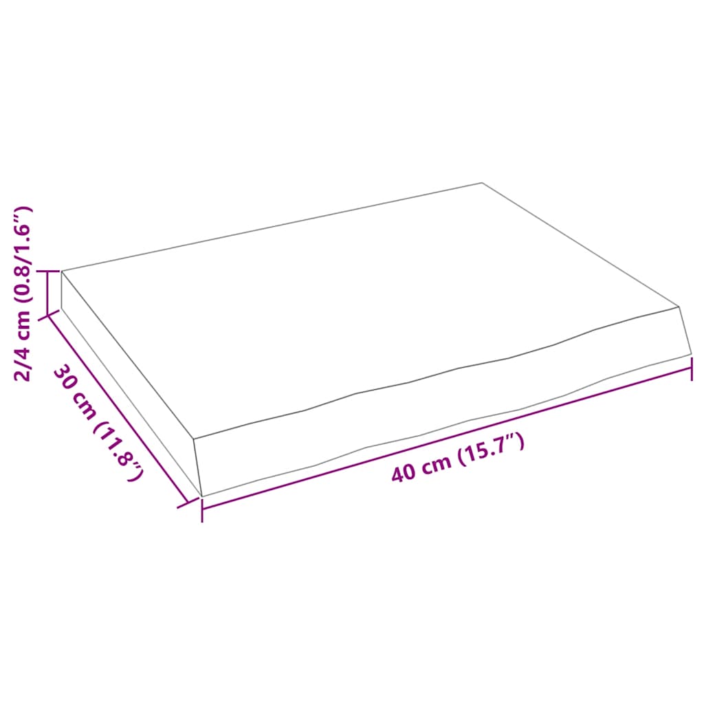 Ripiano a Parete 40x30x(2-4) cm Massello Rovere Non Trattato