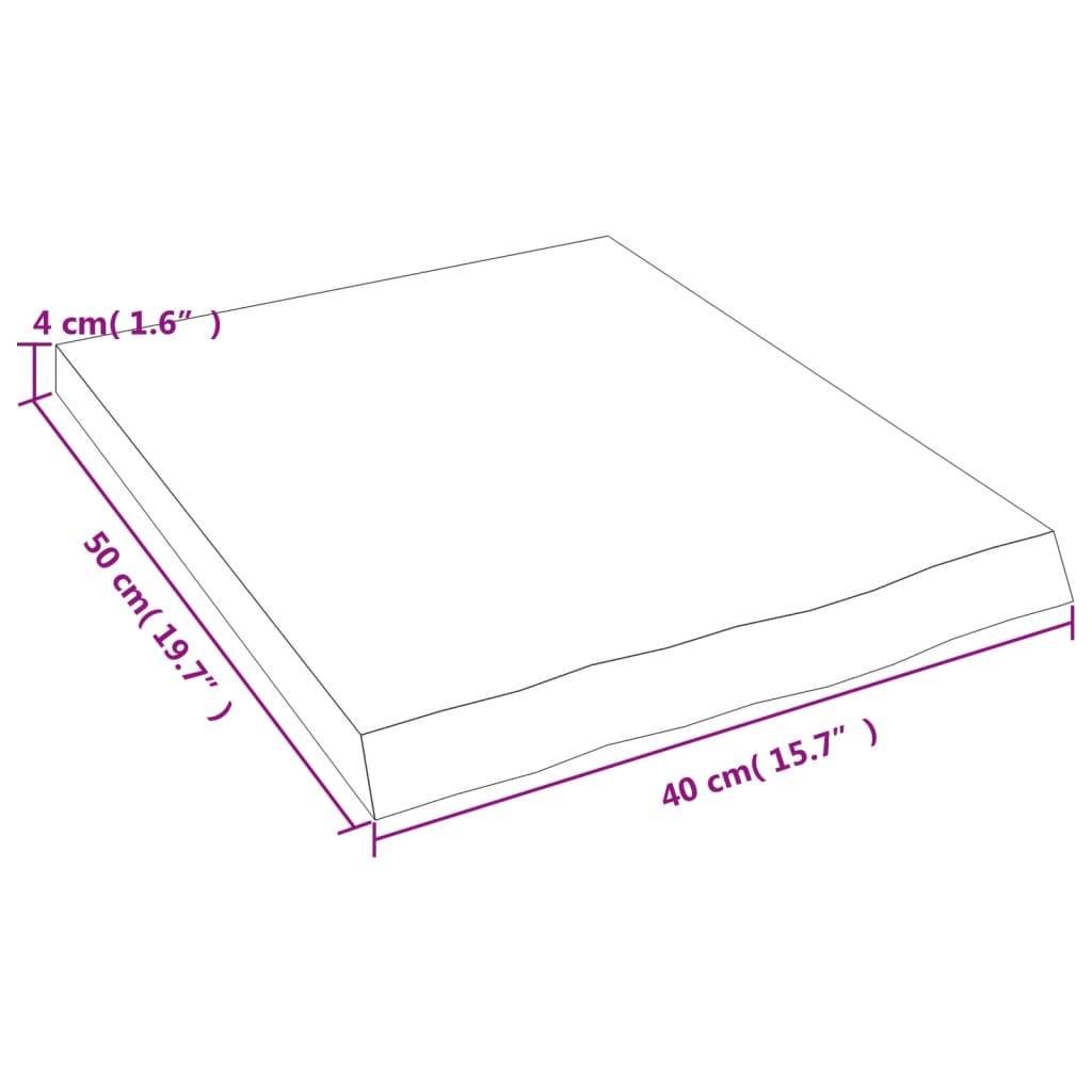 Ripiano a Parete 40x50x(2-4) cm Massello Rovere Non Trattato - homemem39